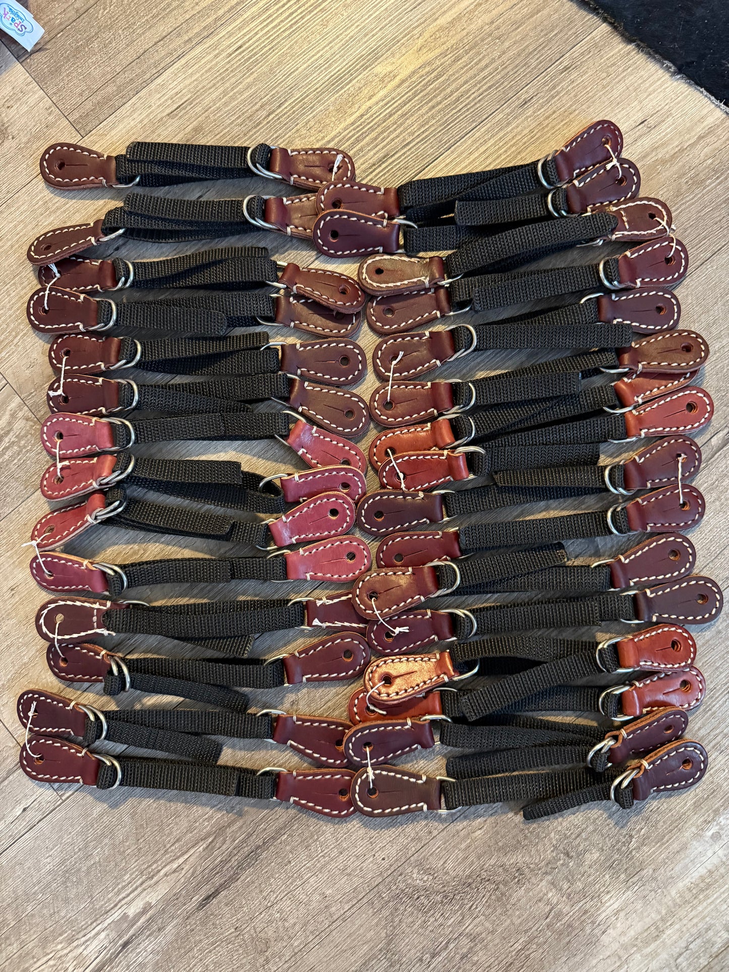 Handmade leather spur strap for bull riding