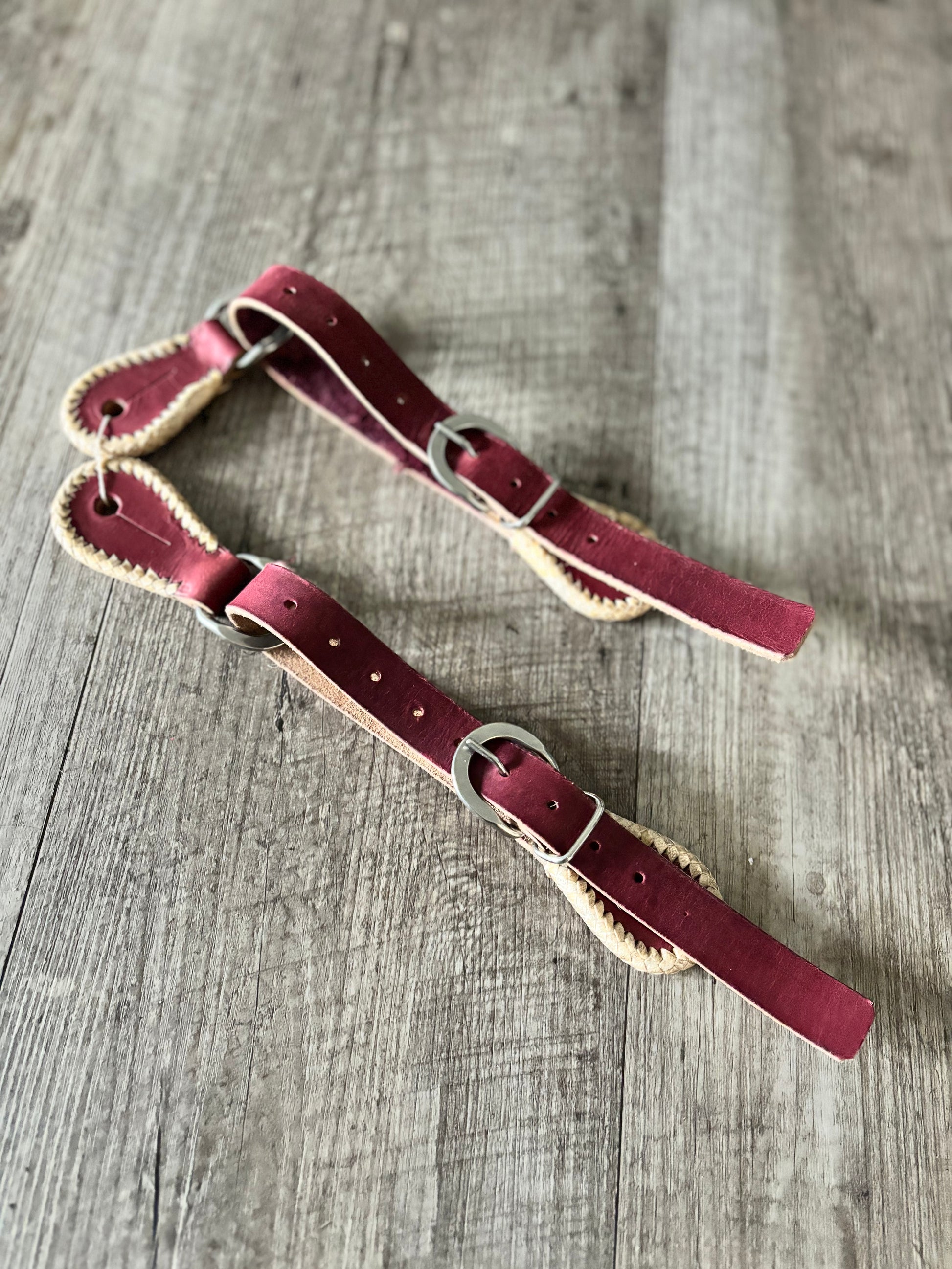 Handmade leather spur strap for bull riding