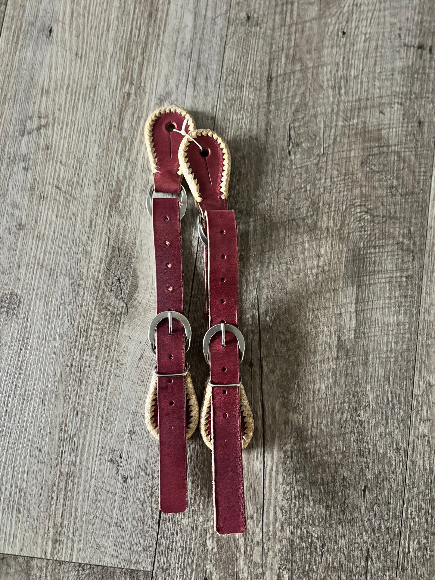 Handmade leather spur strap for bull riding